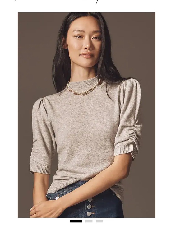 Anthropologie Sweaters - Anthropologie Wool Cashmere Puff-Sleeve Mock-Neck Sweater NWT